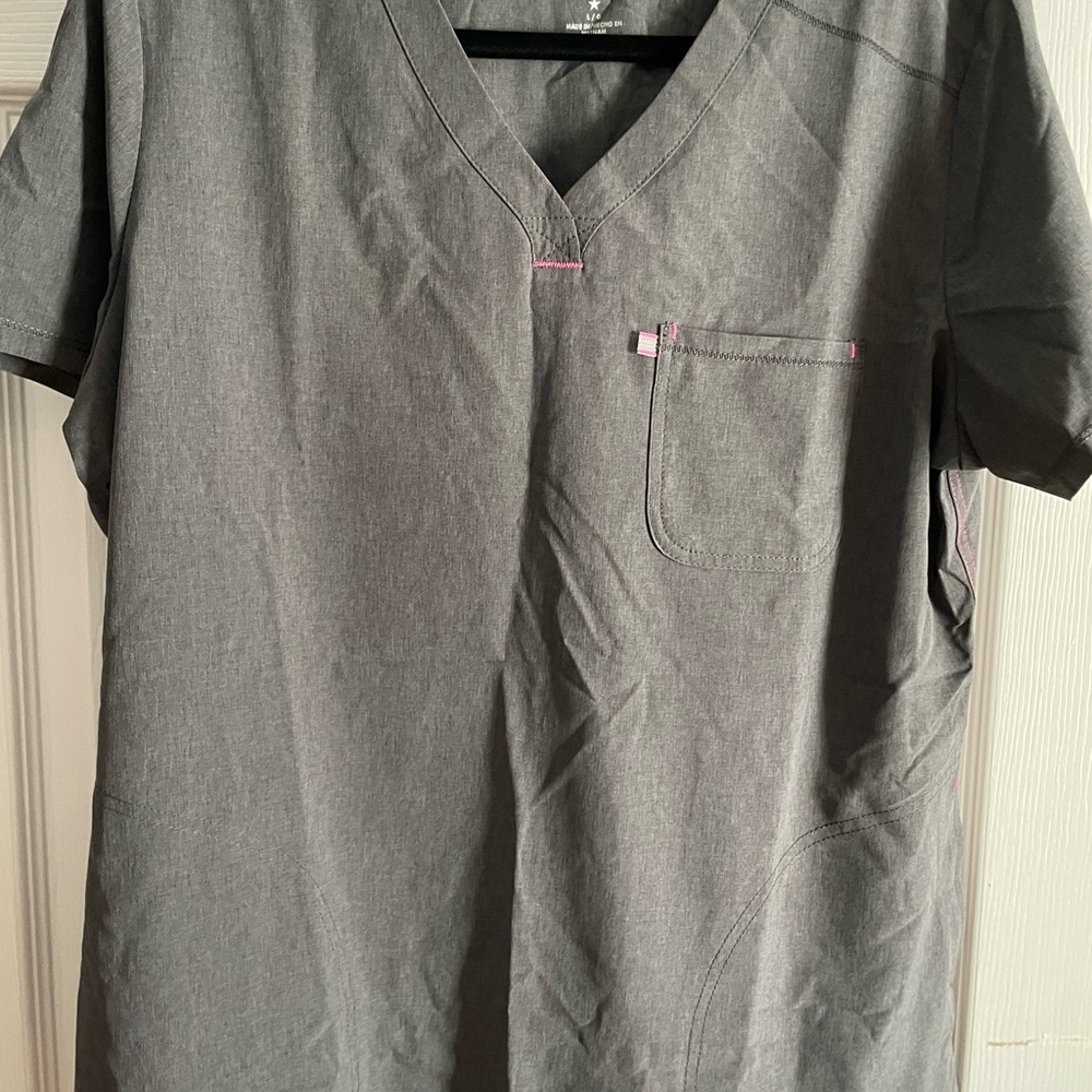 Gray V-Neck Women Shirt